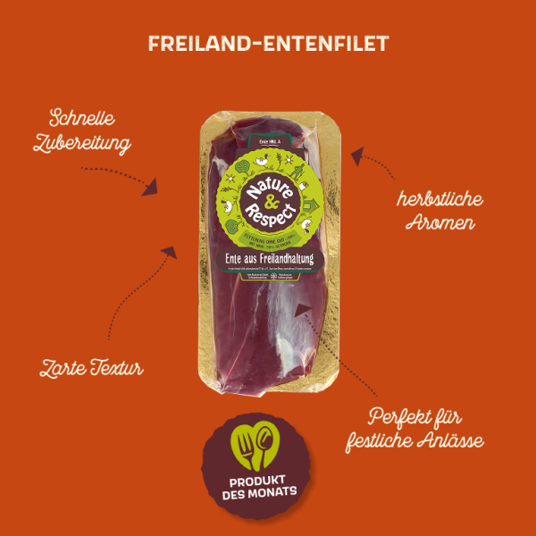 Produkt des Monats - Nature & Respect Freiland-Entenfilet Produkt des Monats - Nature & Respect Freiland-Entenfilet