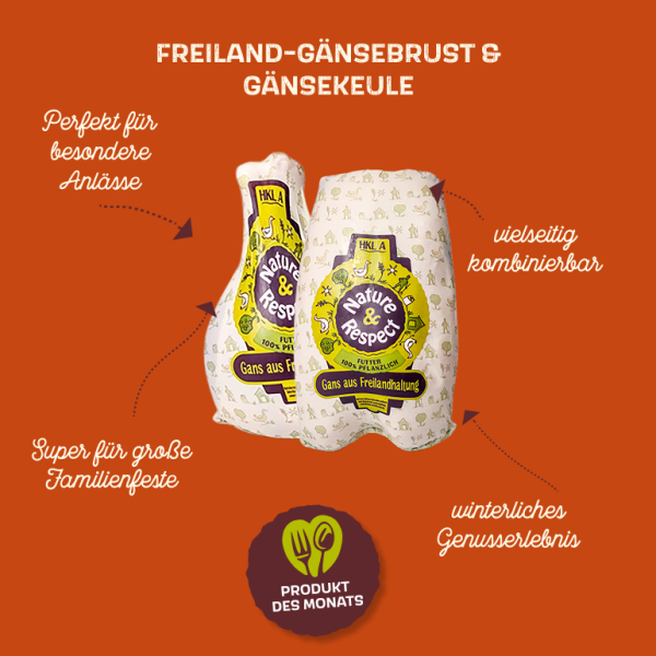 Produkt des Monats Freiland-Gänsebrust & Gänsekeule