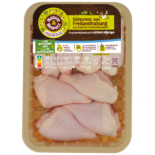 Freiland Hähnchenschenkel geteilt  4 Oberschenkel + 4 Drumsticks