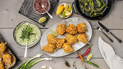 Free-range Chicken Drumsticks with tortilla chip breading