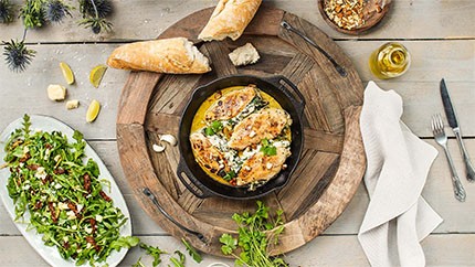 Gefüllte Freiland-Hähnchenbrust mit Spinat und Feta