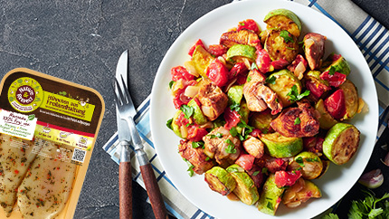 Zitronen-Kräuter-Freiland-Hähnchen mit Ratatouille