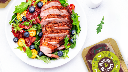 Freiland-Entenbrust-Salat mit Balsamico-Blaubeer-Vinaigrette