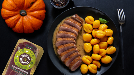 Pumpkin gnocchi with duck breast